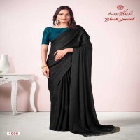 KASHVI CREATION BLACK SPECIAL FANCY DULL MOSS SAREE WITH EMBROIDERY BLOUSE COLLECTION