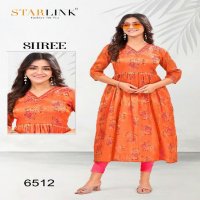 Starlink Shree Wholesale Tissue With Jari Mirror Work Neck Pattern Kurtis Combo
