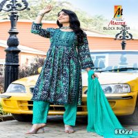 Master Block Buster Wholesale Rayon Foil Print Alia Cut Top With Pant And Dupatta