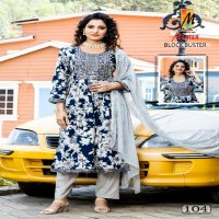 Master Block Buster Wholesale Rayon Foil Print Alia Cut Top With Pant And Dupatta