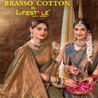 Lifestyle Brasso Cotton Wholesale Ethnic Sarees