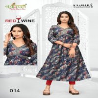 Hariyaali Red Wine Wholesale Modal Foil Aaliya With Embroidery Work Kurtis Combo