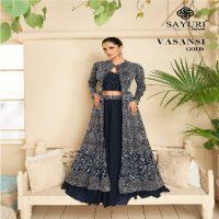 Sayuri Vasansi Gold Wholesale Free Size Stitched With Cancan Embroidered Suits