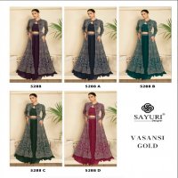 Sayuri Vasansi Gold Wholesale Free Size Stitched With Cancan Embroidered Suits