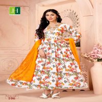 HIRWA KHWAAB READYMADE TRADITIONAL WEAR V NECK LONG GOWN WITH WORK DUPATTA