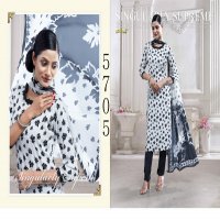 Vaishali 5700 Series Wholesale Pure Crepe Printed Black And White Dress Material