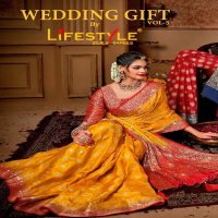 Lifestyle Wedding Gift Vol-5 Wholesale Nylon Sattin Festive Sarees