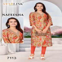 Starlink Nafeesha Wholesale Modal Chanderi Print With Coading V Neck Pattern Kurtis Combo