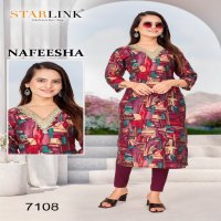 Starlink Nafeesha Wholesale Modal Chanderi Print With Coading V Neck Pattern Kurtis Combo