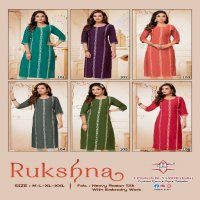 Namoh Rukshna Wholesale Heavy Reyon Silk With Embroidery Silk Long Kurtis