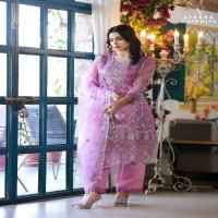 Afsana Saffron Wholesale Pakistani Organza Suits Combo