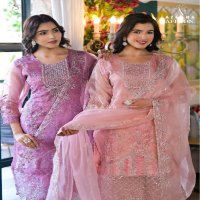 Afsana Saffron Wholesale Pakistani Organza Suits Combo