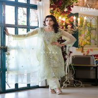 Afsana Saffron Wholesale Pakistani Organza Suits Combo