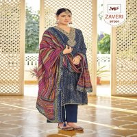 Vp Textile Zaveri Wholesale Pure Muslin Printed With Fancy Embroidery Dress Material