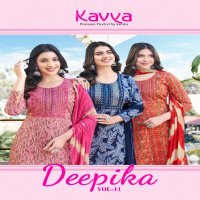 KAVYA DEEPIKA VOL 11 FULLSTITCH STRAIGHT KURTI PANT WITH NAZNEEN DUPATTA