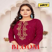 HRU India Bloom Vol-21 Wholesale Pure Hand Adda Embroidery Long Kurtis