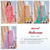 Bipson Kalaroop 2449 Wholesale Pure Cotton Schiffli Work Dress Material