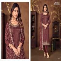 Vishnu Lavina Wholesale Chinon Silk With Work Dress Material