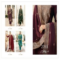 Zisa Silky Vol-4 Wholesale Bemberg Silk Jacquard Straight Salwar Suits