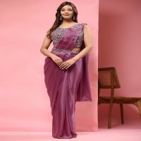 Amoha A329 Wholesale Sequence Embroidery Work Readymade Sarees