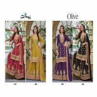 Your Choice Olive Wholesale Straight With Sarara Free Size Salwar Suits