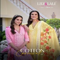 Lily And Lali Cotton Carnival Vol-2 Wholesale Bored Schiffli Work And Hand Work 3 Piece Suits