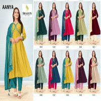 Shagun Aanya Wholesale Premium Quality Roman Silk With Embroidery Kurtis With Pant And Dupatta