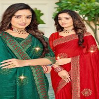 Ronisha Jhumar Wholesale Vichitra Silk Fabrics Indian Sarees