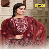 HRU India Sanskriti Vol-43 Wholesale Readymade 3 Pcs Salwar Suits