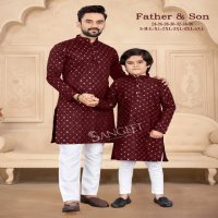 Sangeet Father And Son Wholesale Mirror Work Kurta