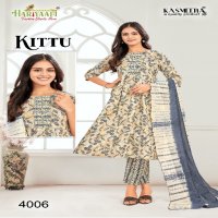 Hariyaali Kittu Vol-4 Wholesale Two Tone Rayon Foil Print Kurtis With Pant And Dupatta