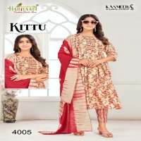 Hariyaali Kittu Vol-4 Wholesale Two Tone Rayon Foil Print Kurtis With Pant And Dupatta