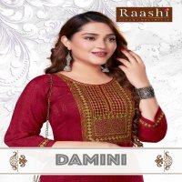 Raashi Damini Wholesale Premium Straight Kurtis Neck Embroidery Kurtis