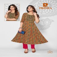 Raashi Trisha Wholesale Kalamkari Anarkali Kurtis With Neck Embroidery