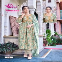 Devi Tamanna Vol-1 Wholesale Premium Muslin Aliya Cut Kurtis With Pant And Dupatta