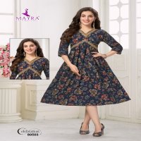 Mayra Celebration Wholesale Pure Heavy Chanderi With Neck Embroidery Kurtis