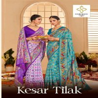 Shubh Shree Kesar Tilak Wholesale Velvet Tusser Silk Ethnic Sarees