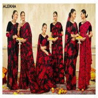 Alekha Red And Black Wholesale Casual Ethnic Sarees Collection