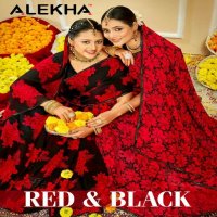 Alekha Red And Black Wholesale Casual Ethnic Sarees Collection