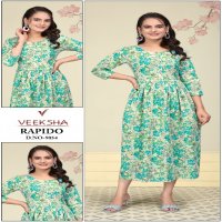 Veeksha Rapido Wholesale Cambric Cotton Flair Style Kurtis Combo