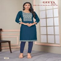 Sangeet Geeta Vol-3 Wholesale Fancy Reyon Embroidery Sequence Work Kurtis