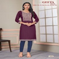 Sangeet Geeta Vol-3 Wholesale Fancy Reyon Embroidery Sequence Work Kurtis