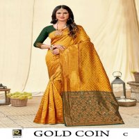 Ronisha Gold Coin Wholesale Banarasi Silk Indian Sarees