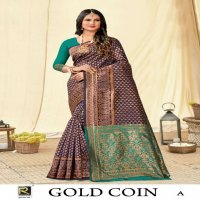 Ronisha Gold Coin Wholesale Banarasi Silk Indian Sarees