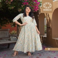 Womaya Vibrance Floral Part-2 Wholesale Pure Cotton Gown With Handwork Kurtis Combo