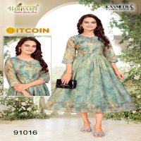 HARIYAALI BITCOIN VOL 2 LATEST WEAR READYMADE TISSU SILK KURTI COMBO SET