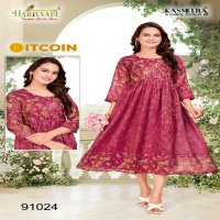 HARIYAALI BITCOIN VOL 2 LATEST WEAR READYMADE TISSU SILK KURTI COMBO SET