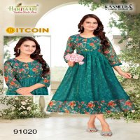 HARIYAALI BITCOIN VOL 2 LATEST WEAR READYMADE TISSU SILK KURTI COMBO SET