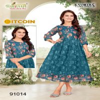 HARIYAALI BITCOIN VOL 2 LATEST WEAR READYMADE TISSU SILK KURTI COMBO SET