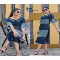 SERIEMA PRESENT KUMB CAPTURE 6 COTTON HANDWORK WITH DIFFERENT SHADES OF FULL STITCH DENIM KURTI